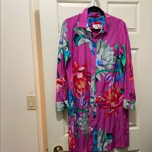 Maeve by Anthropologie PinkbFloral Button-Up Long Shirt (sz med)